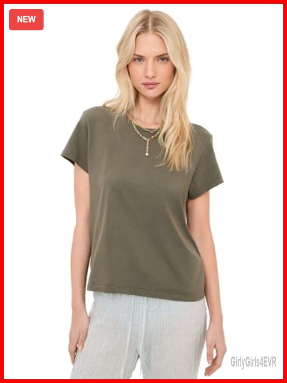 Crew Neck Short Sleeve Boxy Tee Lightweight Stretch Jersey